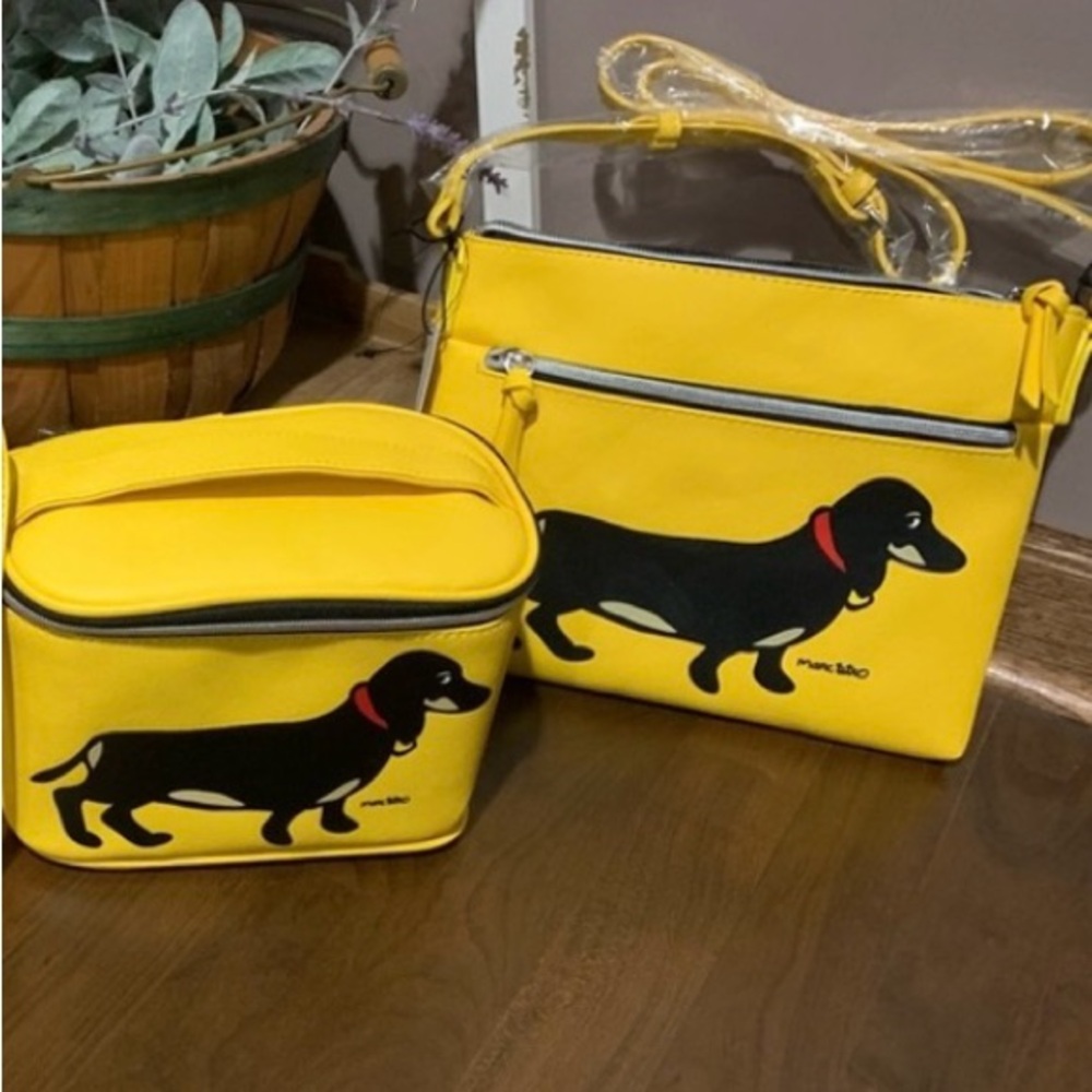 Marc Tetro Yellow Dachshund Bags Set EUC/NWT